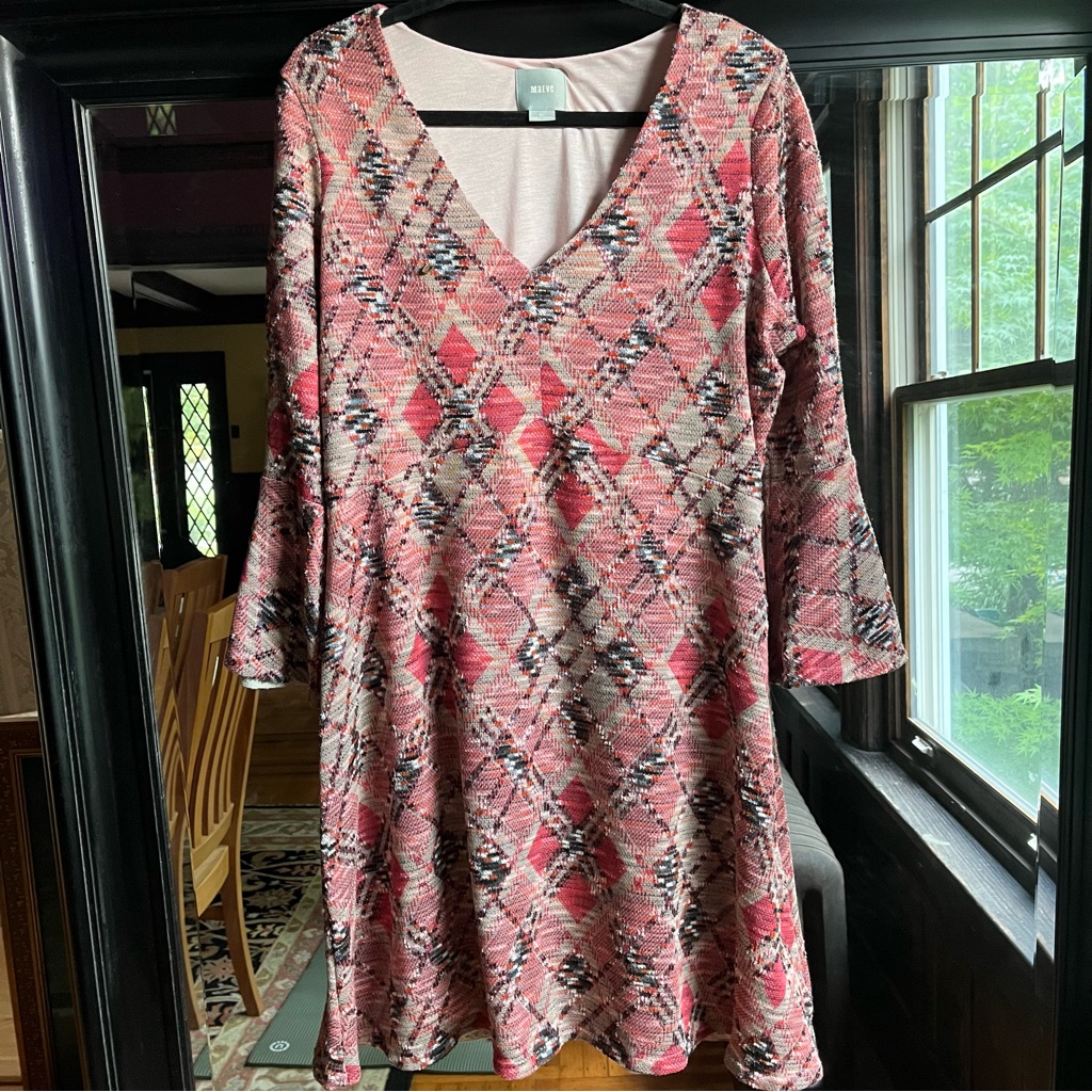 Maeve Pink And Gray Graphic Long Sleeve Tunic